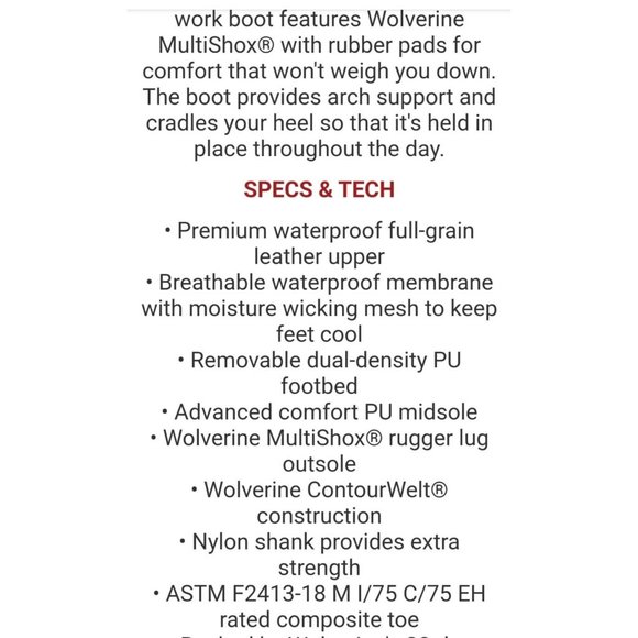 W10847 Mens Boots Wolverine Waterproof Steel Toe Alloy Brown Leather Sz 10.5 M - Picture 10 of 11